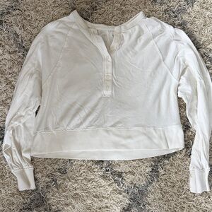 aerie White Long-Sleeve Henley Top